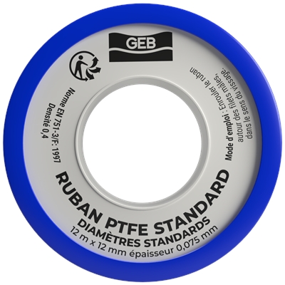 Ruban d'étanchéité PTFE p/ raccord fileté standard Bleu 12mm x 12ml