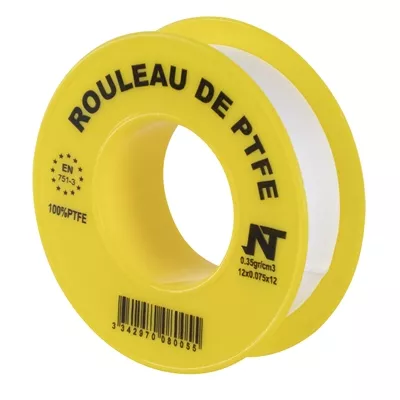 Téflon largeur 12mm ép. 0.075mm rouleau 12ml