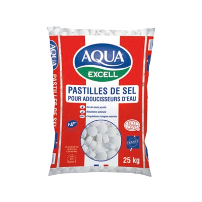 Pastille de sel cylindrique Acqua Excell (Resimax) p/ adoucisseur d'eau sac 25kg