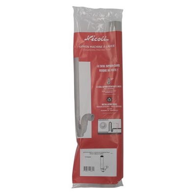 Siphon pvc simple p/ machine à laver D. 40mm sortie horiz. orient. 1YH22C Gris