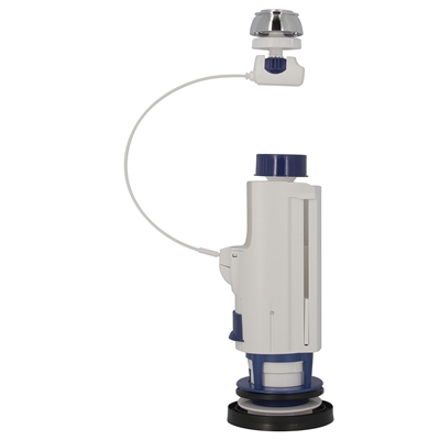 Mécanisme pvc p/ wc double volume à câble + trop plein réglable culot 2 3V101 Blanc