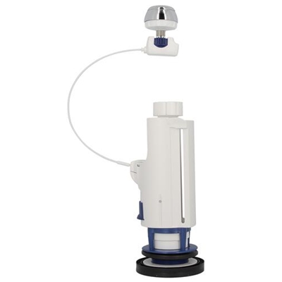 Mécanisme pvc p/ wc simple volume tirette à câble culot 2 1V11 Blanc
