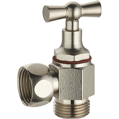 Robinet d'arrêt wc équerre nickelé éco. mâle fem. 12 x 17