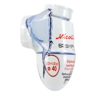 Siphon pvc p/ lavabo joints intégrés Easyphon D. 40mm BM242 Blanc