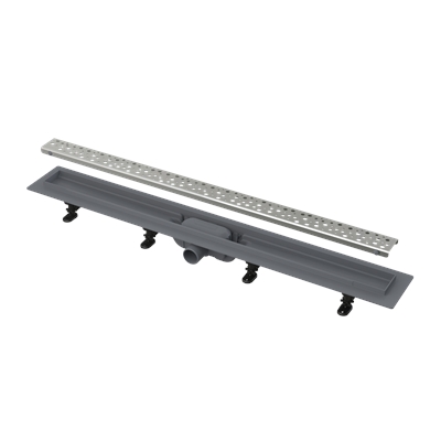 Caniveau de douche complet Eco-Line ht. 62mm 0.70ml corps pvc grille inox