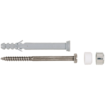 Chevilles plastiques + vis + capuchons S8 RD 60 p/ fixation wc & bidet blister de 2
