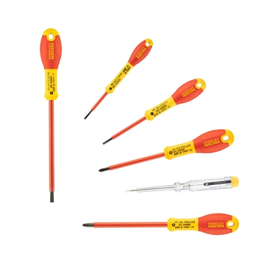 Tournevis isoles 1000v electricien + philipps + testeur jeu de 6pcs Fatmax