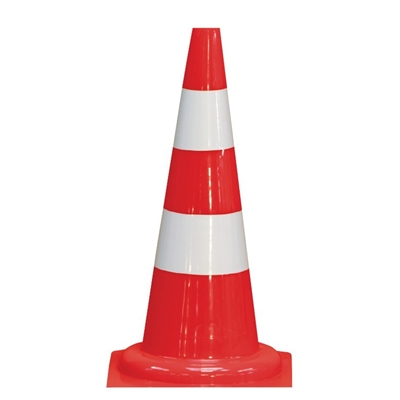 Cône plastique de signalisation réfléchissant ht. 50cm R.520803 Orange-Blanc