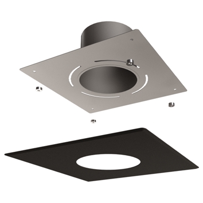 Plaque de finition p/ Boiss carré 25 x 25cm diam. 150mm émaillé Noir RAL 9019 réf. PFTV 25X25 150EM