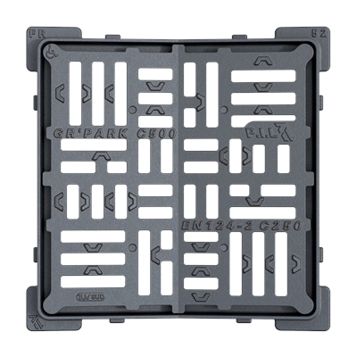 Grille concave fonte C250 PMR à cadre carré 500 x 500mm
