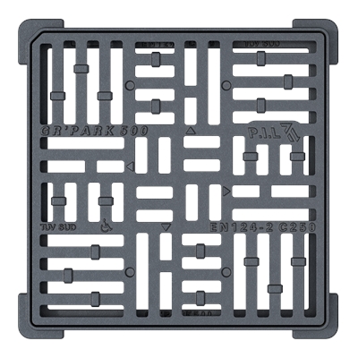 Grille plate fonte C250 PMR à cadre carré 500 x 500mm