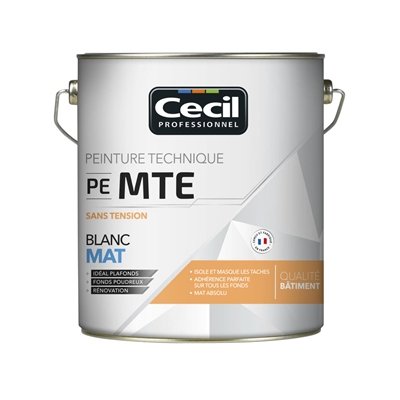 Peinture int. glycéro technique plafond sans tension PE MTE 5L Blanc Mat