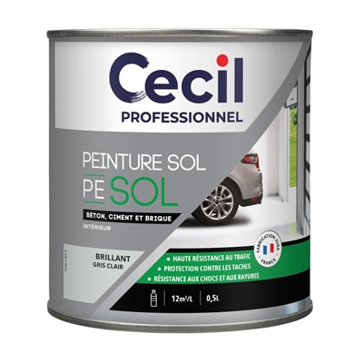 Peinture ext. polyuréthane finition sol PE SOL 0.5L Gris Clair Aspect Brillant