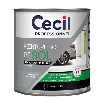 Peinture ext. polyuréthane finition sol PE SOL 0.5L Gris Foncé Aspect Brillant