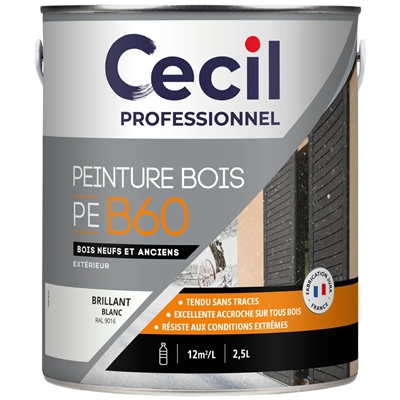 Peinture ext. glycéro bois PE B60 2.5L Blanc Brillant