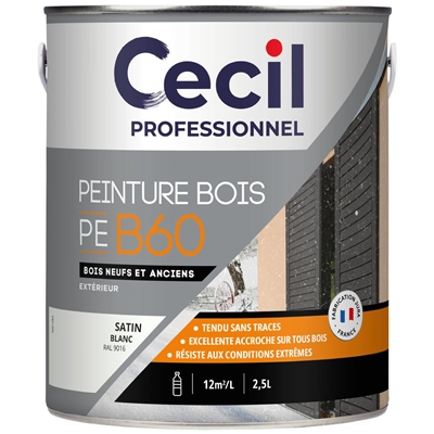Peinture ext. glycéro bois PE B60 2.5L Blanc Satin