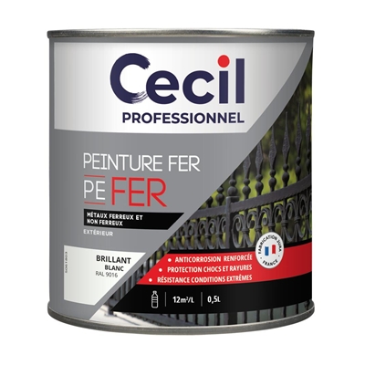 Peinture ext. polysiloxane tous métaux PE FER 0.5L Blanc Brillant