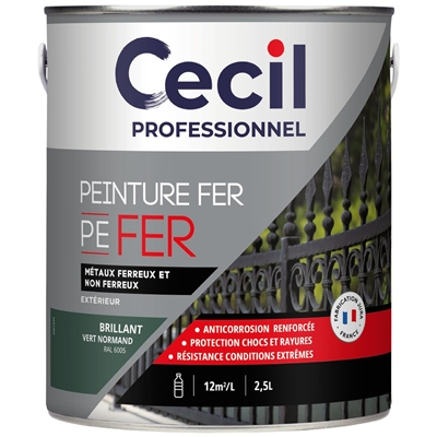 Peinture ext. polysiloxane tous métaux PE FER 2.5L Vert Normand Brillant
