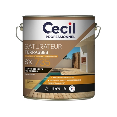 Saturateur ext. base acrylique bois H.P UV & intempérie p/ terrasse SX735 5L Naturel