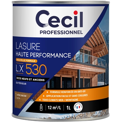 Lasure bois int. ext. Haute Performance LX530 1L Chêne Ancien