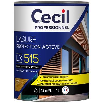 Lasure bois int. ext. Protection Active LX515 1L Chêne