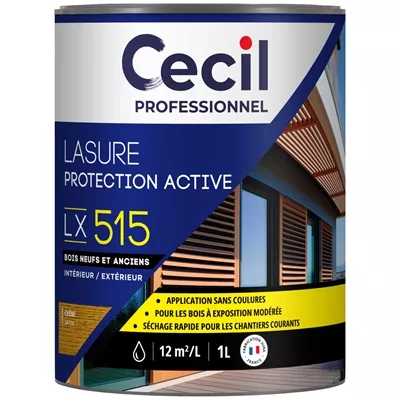 Lasure bois int. ext. Protection Active LX515 1L Chêne