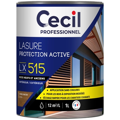 Lasure bois int. ext. Protection Active LX515 1L Chêne Ancien