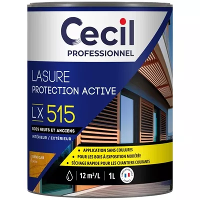 Lasure bois int. ext. Protection Active LX515 1L Chêne Clair