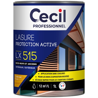 Lasure bois int. ext. Protection Active LX515 1L Chêne Doré