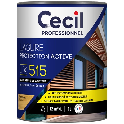 Lasure bois int. ext. Protection Active LX515 1L incolore