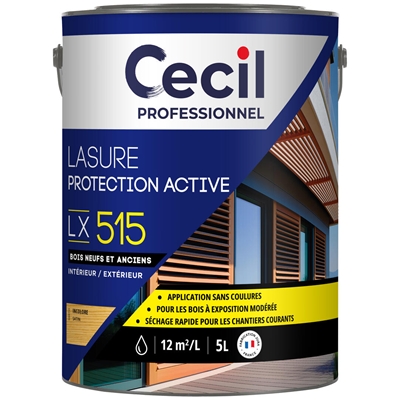 Lasure bois int. ext. Protection Active LX515 5L Incolore