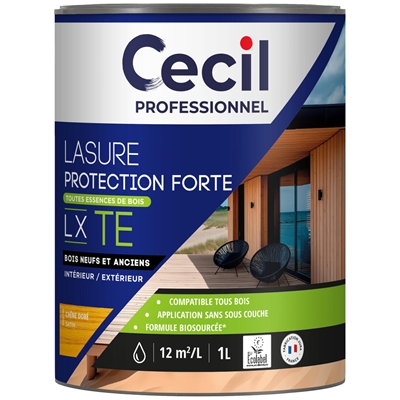 Lasure bois int. ext. Protection Forte LX TE 1L Chêne Doré