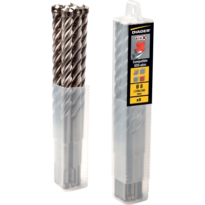 Forets béton 4G4 4 taillants SDS+ D. 10 x 210mm lot de 12