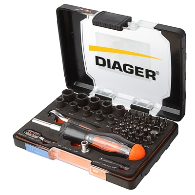 Embouts de vissage & douilles Torsion PZ1-2-3 PH1-2-3 TX HEX SL + p. embout R. U644C coffret de 45