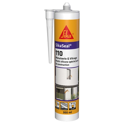 Mastic silicone neutre Sikaseal 110 (109) menuiserie & vitrage cartouche 300ml Blanc