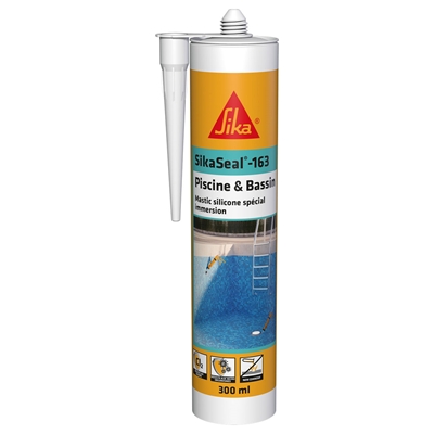 Mastic silicone spécial immersion Sikaseal 163 Piscine & Bassin cartouche 300ml Blanc