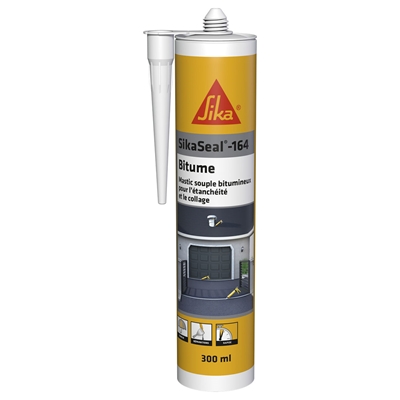 Mastic colle base caoutchouc butyle Sikaseal 164 cartouche 300ml Noir