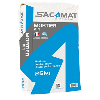 Mortier fin prêt à l'emploi 0/2 M20 sac 25kg Gris Sacamat
