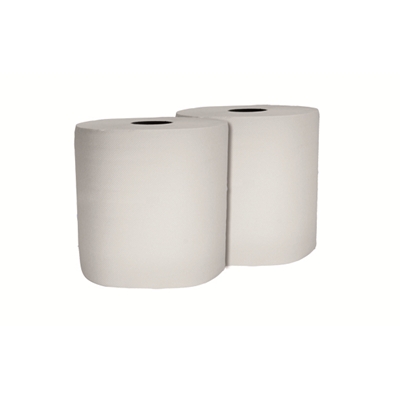Bobines d'essuyage pure ouate 2 plis 800 feuilles 21 x 23cm Blanc lot de 2