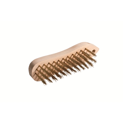 Brosse métallique violon semelle bois 205mm fil acier laitonné souple 5 rangs