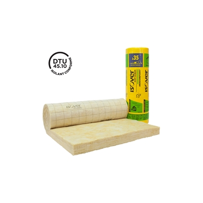 Laine de verre rouleau Isoconfort 35 nu ép. 100mm 120cm x 5.50ml R=2.85m² K/W