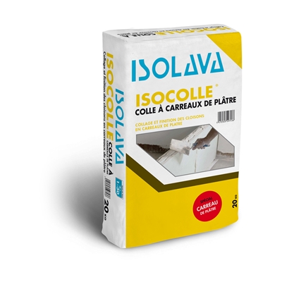 Colle p/ carreaux de plâtre Isocolle sac 20kg Isolava