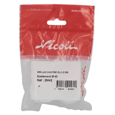 Grilles de ventilation plast. 1.5cm² contre cloisons D. 38mm + moust. 2M43 Blanc sachet de 2