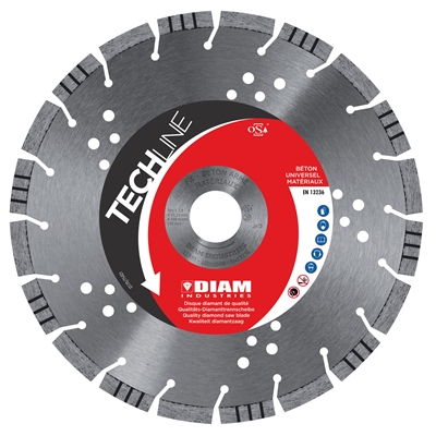 Disque diamant Techline FX D. 125mm al. 22.23mm coupe à sec béton-matériaux