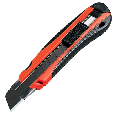 Cutter de plaquiste Pro bi-matière + 3 lames 25mm SK2 Noir-Rouge
