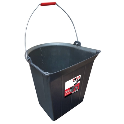 Seau caoutchouc anse D. 5.3mm Taliagom 1 côté Plat 13L R. 320117 Noir