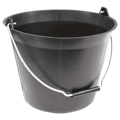 Seau plastique Noir 11L anse 5.3mm avec poignée