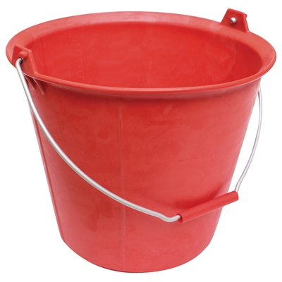 Seau plastique Rouge Pro renforcé à ergots 13L anse 6.3mm