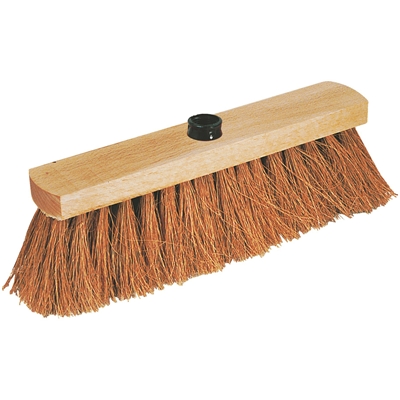 Balai ménage monture bois fibres coco 29cm sans manche douille pvc à vis R.360403