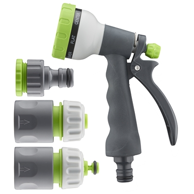 Pistolet d'arrosage plastique pomme multijet raccord autom. Aroz D. 12-D.15mm kit complet